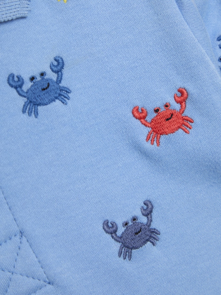 JoJo Maman Bébé Blue Crab Embroidered Polo Shirt - Image 3 of 3