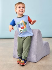 JoJo Maman Bébé Blue Safari Scene 100% Cotton Printed T-Shirt - Image 4 of 5