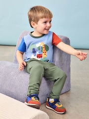 JoJo Maman Bébé Blue Safari Scene 100% Cotton Printed T-Shirt - Image 5 of 5