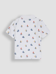 JoJo Maman Bébé White Sailboat Embroidered Polo Shirt - Image 2 of 3