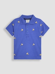 JoJo Maman Bébé Blue Construction Embroidered Polo Shirt - Image 1 of 3