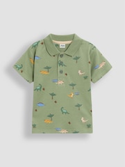 JoJo Maman Bébé Green Dino Printed Polo Shirt - Image 1 of 3