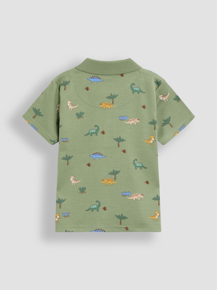 JoJo Maman Bébé Green Dino Printed Polo Shirt - Image 2 of 3