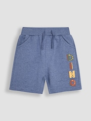 JoJo Maman Bébé Marl Blue Dino Dino Puff Print Shorts - Image 1 of 4