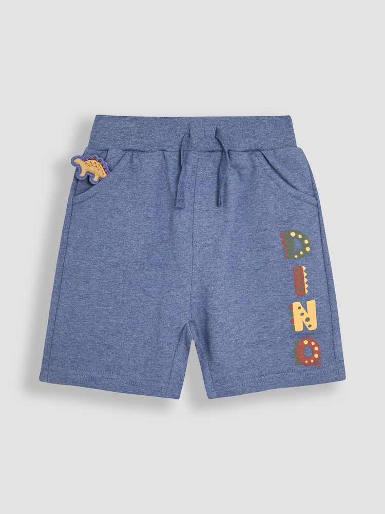 JoJo Maman Bébé Marl Blue Dino Dino Puff Print Shorts - Image 2 of 4