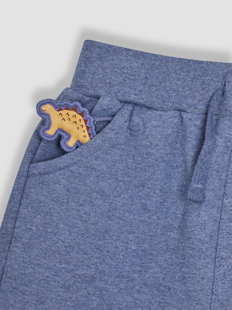 JoJo Maman Bébé Marl Blue Dino Dino Puff Print Shorts - Image 4 of 4