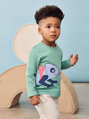 JoJo Maman Bébé Khaki Chameleon 100% Cotton Appliqué Top - Image 1 of 5