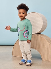 JoJo Maman Bébé Khaki Chameleon 100% Cotton Appliqué Top - Image 2 of 5