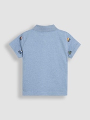 JoJo Maman Bébé Blue Tractor Embroidered Polo Shirt - Image 6 of 7