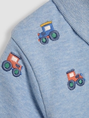 JoJo Maman Bébé Blue Tractor Embroidered Polo Shirt - Image 7 of 7