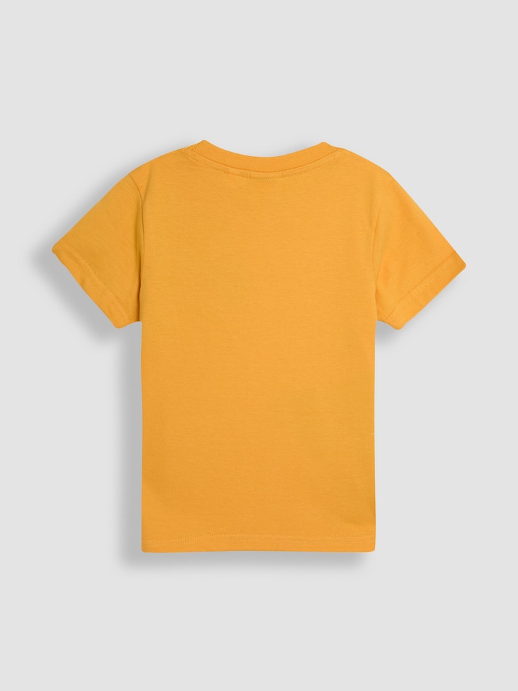 JoJo Maman Bébé Mustard Dinosaur Printed 100% Cotton T-Shirt - Image 2 of 3