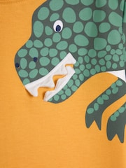 JoJo Maman Bébé Mustard Dinosaur Printed 100% Cotton T-Shirt - Image 3 of 3