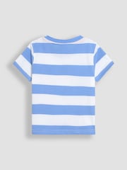 JoJo Maman Bébé Blue Stripe Crab Appliqué T-Shirt - Image 2 of 3