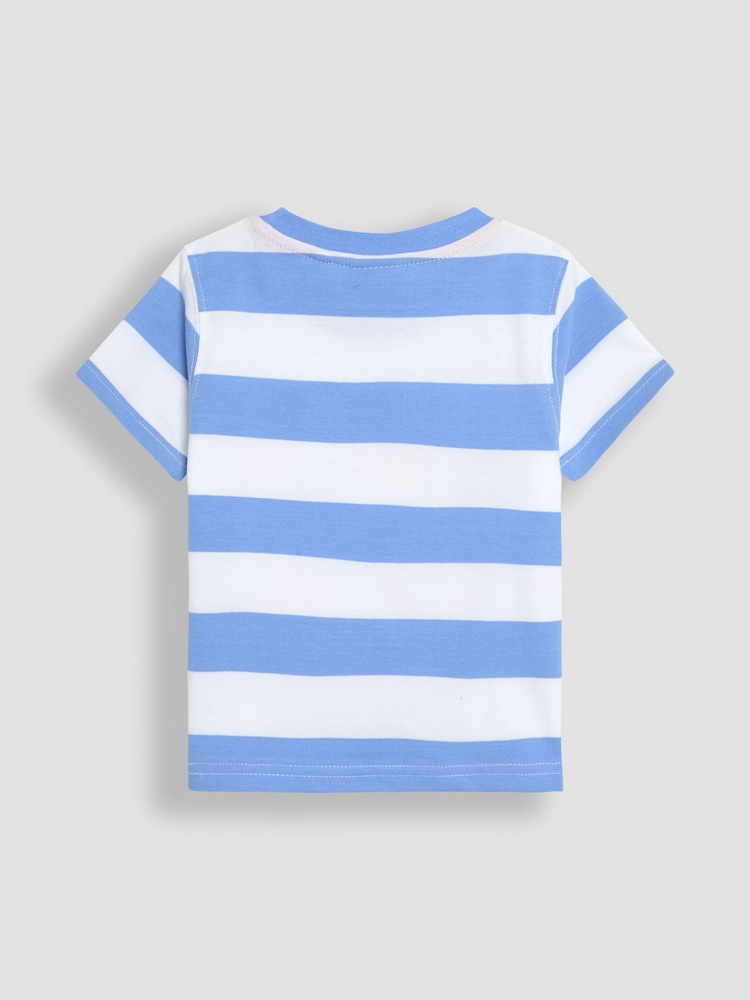 JoJo Maman Bébé Blue Stripe Crab Appliqué T-Shirt - Image 2 of 3