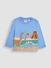 JoJo Maman Bébé Blue Dinosaur Scene Printed Top - Image 1 of 3
