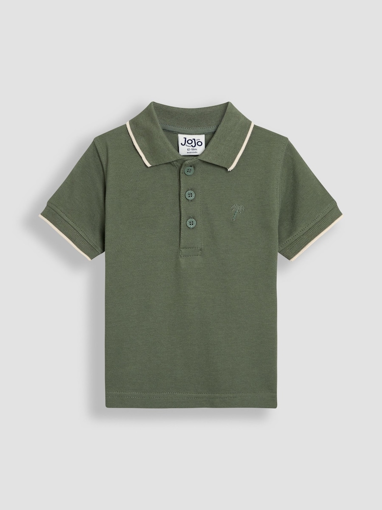 JoJo Maman Bébé Khaki Classic Polo Shirt - Image 1 of 3