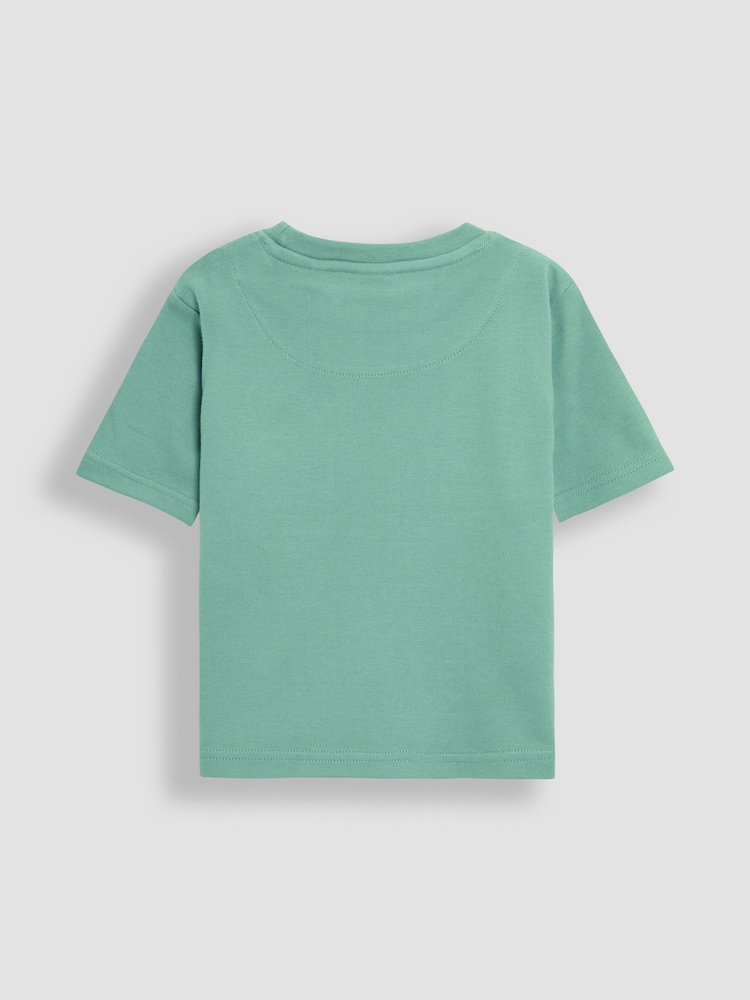JoJo Maman Bébé Blue Tractor Checkerboard 2-Pack Printed & Plain T-Shirts - Image 5 of 5