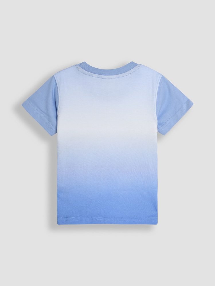 JoJo Maman Bébé Blue Tropical Jeep Appliqué Ombre 100% Cotton T-Shirt - Image 2 of 3