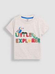 JoJo Maman Bébé Natural Little Explorer Puff Print T-Shirt - Image 1 of 6