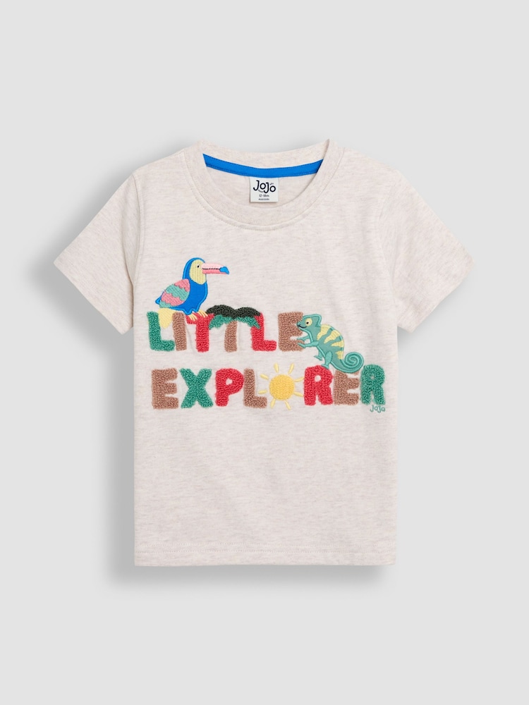 JoJo Maman Bébé Natural Little Explorer Puff Print T-Shirt - Image 1 of 6