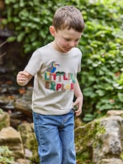 JoJo Maman Bébé Natural Little Explorer Puff Print T-Shirt - Image 5 of 6