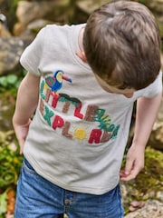 JoJo Maman Bébé Natural Little Explorer Puff Print T-Shirt - Image 6 of 6
