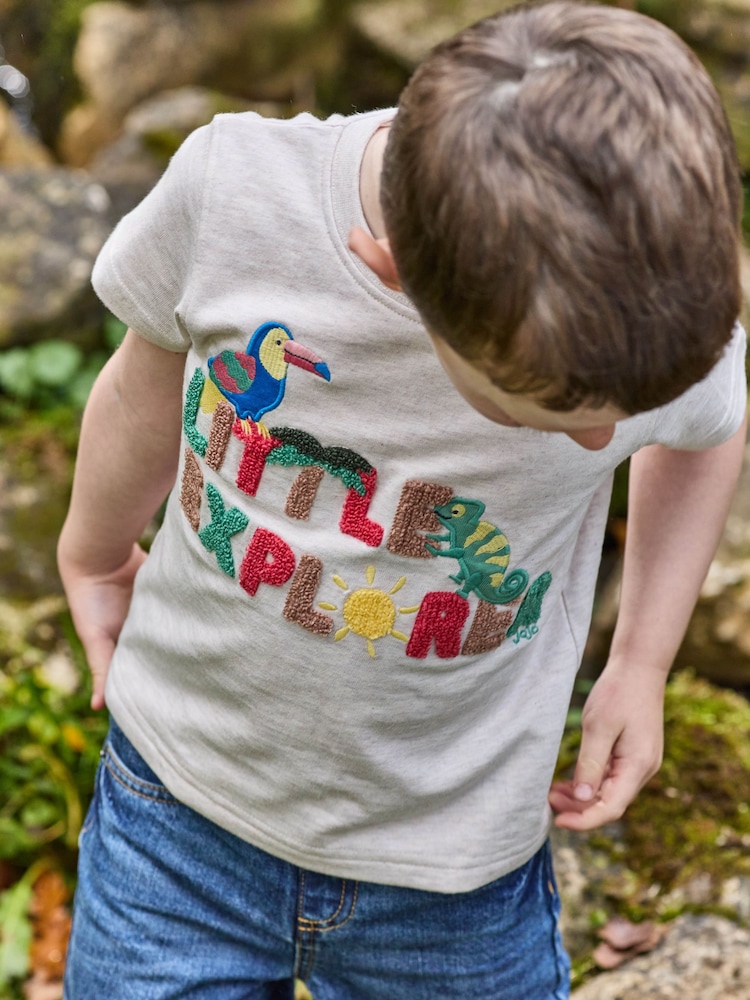 JoJo Maman Bébé Natural Little Explorer Puff Print T-Shirt - Image 6 of 6