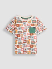 JoJo Maman Bébé Stone Dino Stamp 2-Pack Printed & Plain T-Shirts - Image 2 of 6
