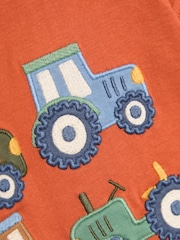 JoJo Maman Bébé Orange Tractor 100% Cotton Appliqué T-Shirt - Image 3 of 3