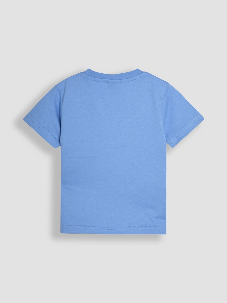 JoJo Maman Bébé Blue Farm Scene Interactive Appliqué 100% Cotton T-Shirt - Image 2 of 3