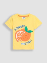 JoJo Maman Bébé Yellow Orange Fruit Printed T-Shirt - Image 1 of 3