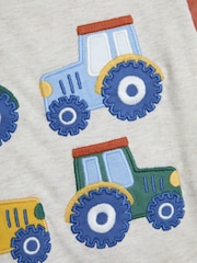 JoJo Maman Bébé Natural Tractor Appliqué & Plain 100% Cotton T-Shirts 2 Pack - Image 6 of 7