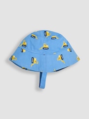 JoJo Maman Bébé Blue Construction Embroidered Twill Sun Hat - Image 1 of 3