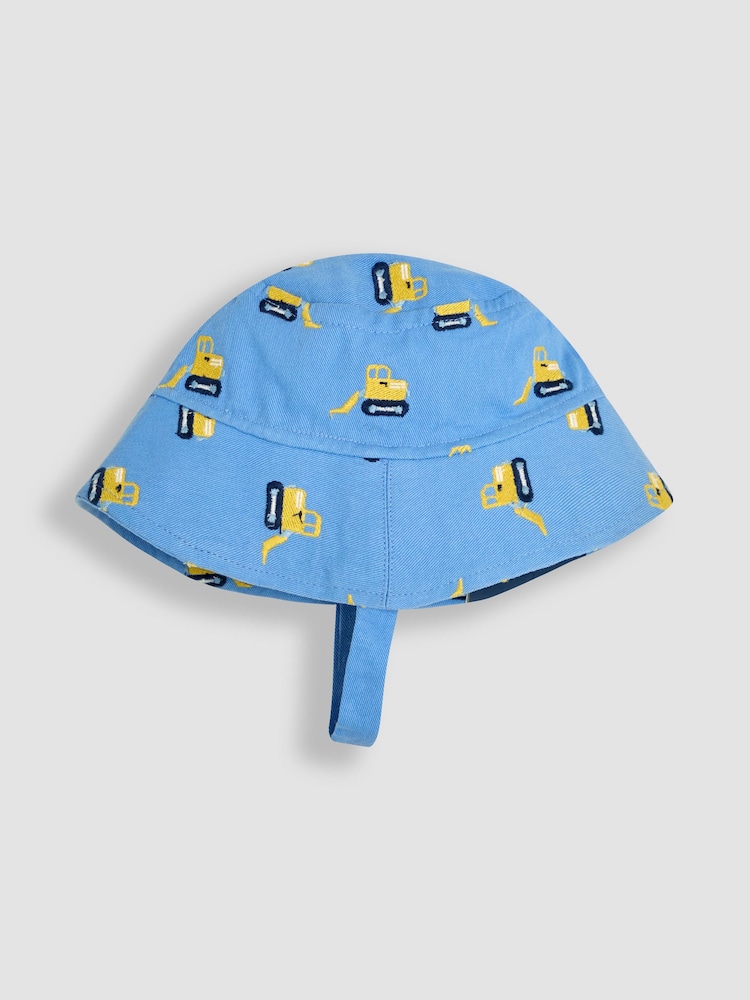 JoJo Maman Bébé Blue Construction Embroidered Twill Sun Hat - Image 1 of 3