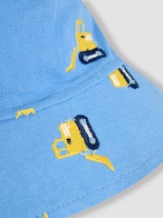 JoJo Maman Bébé Blue Construction Embroidered Twill Sun Hat - Image 2 of 3