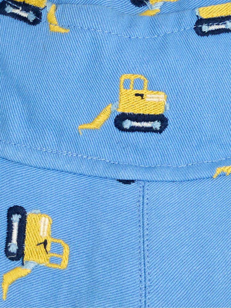 JoJo Maman Bébé Blue Construction Embroidered Twill Sun Hat - Image 3 of 3