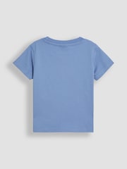 JoJo Maman Bébé Blue Roarsome 100% Cotton Appliqué T-Shirt - Image 2 of 3