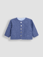 JoJo Maman Bébé Denim Dino Quilted Reversible Jacket - Image 2 of 7