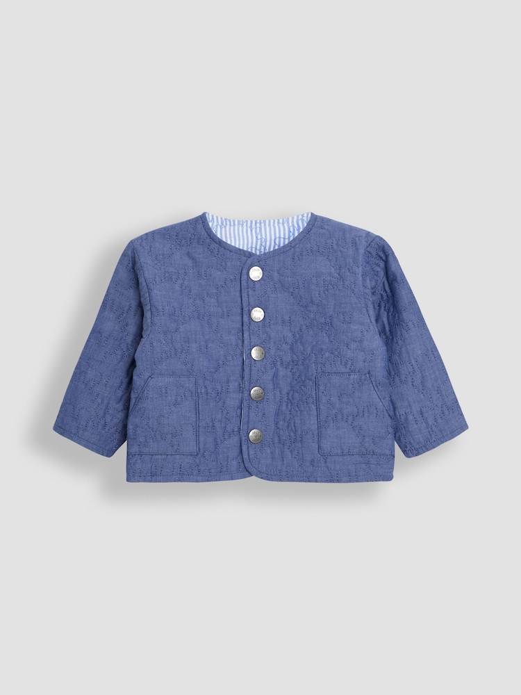 JoJo Maman Bébé Denim Dino Quilted Reversible Jacket - Image 2 of 7