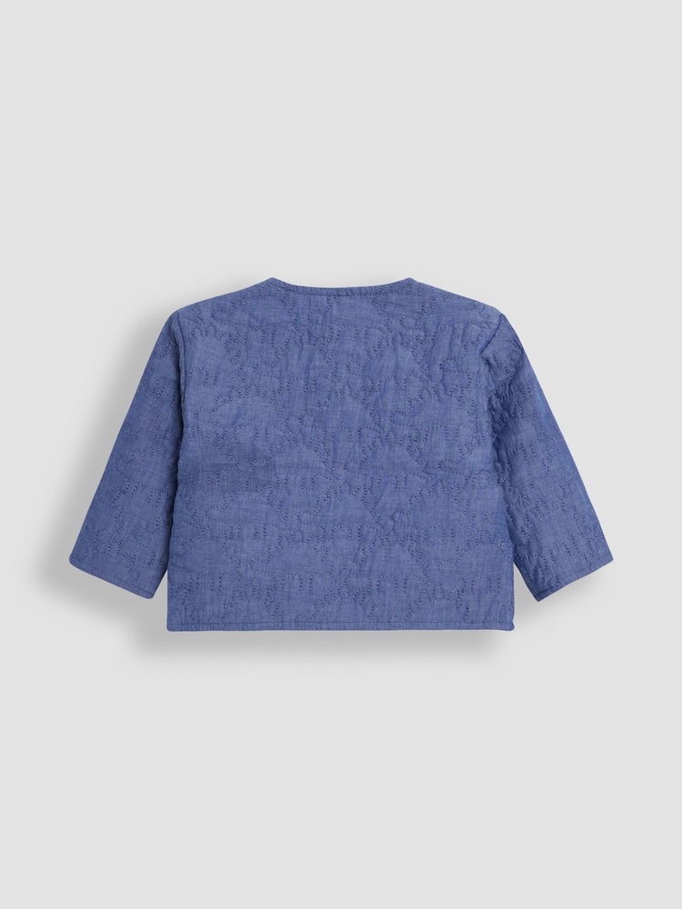JoJo Maman Bébé Denim Dino Quilted Reversible Jacket - Image 3 of 7
