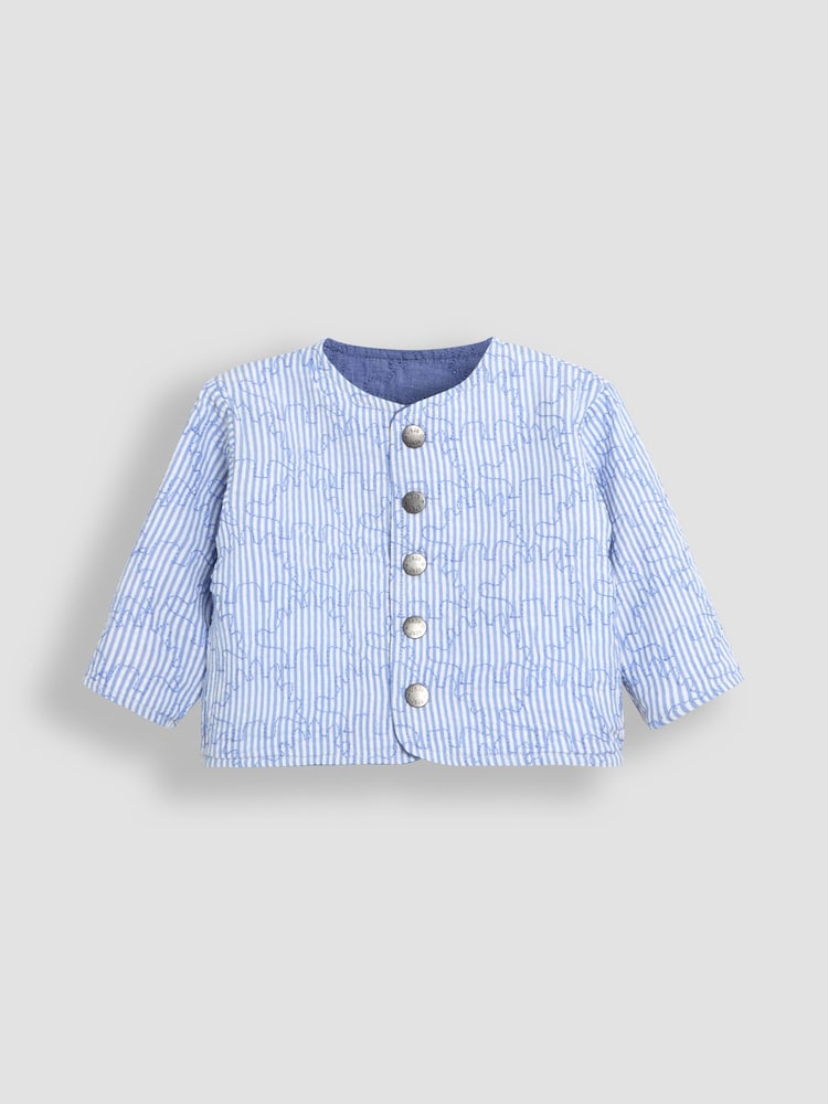 JoJo Maman Bébé Denim Dino Quilted Reversible Jacket - Image 4 of 7