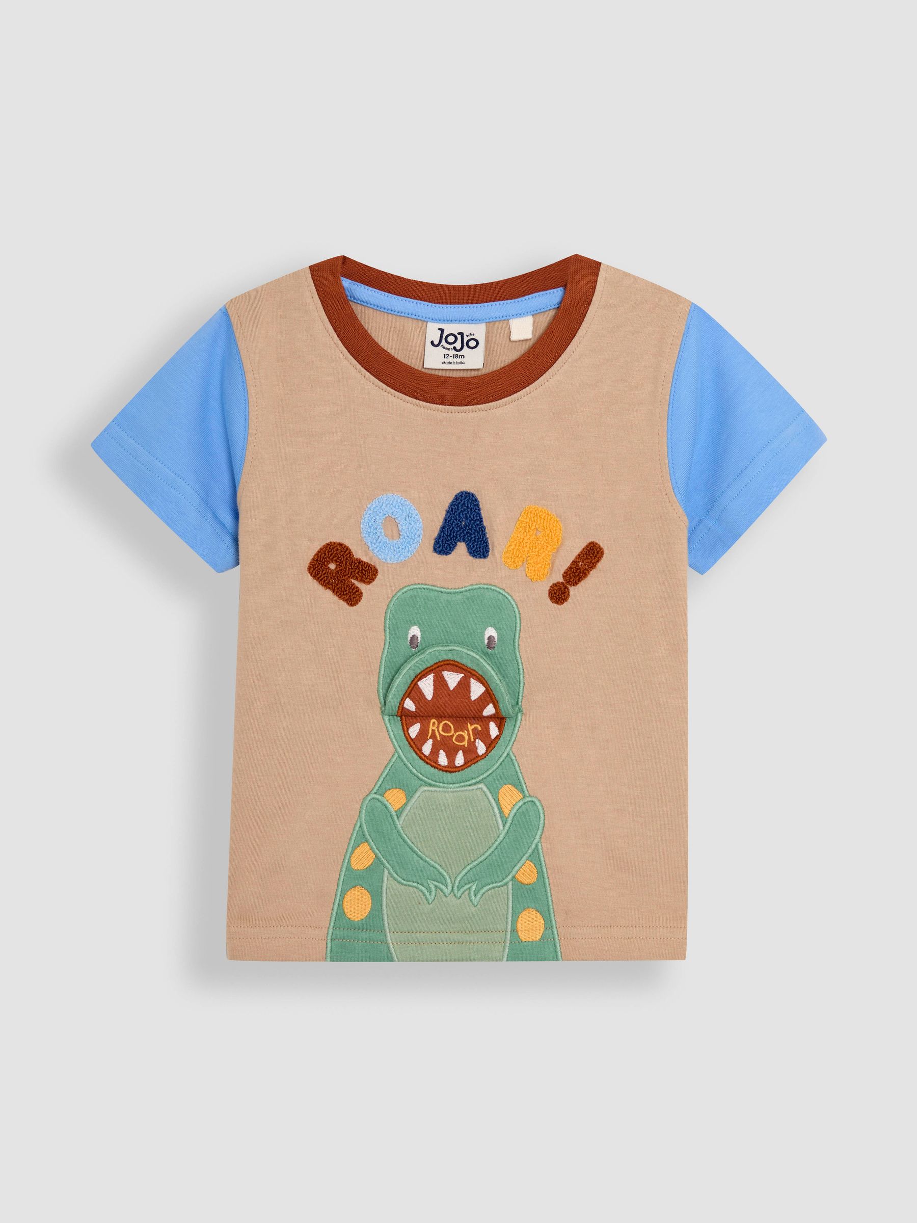 JoJo Maman Bébé Stone Roar Interactive Appliqué T-Shirt