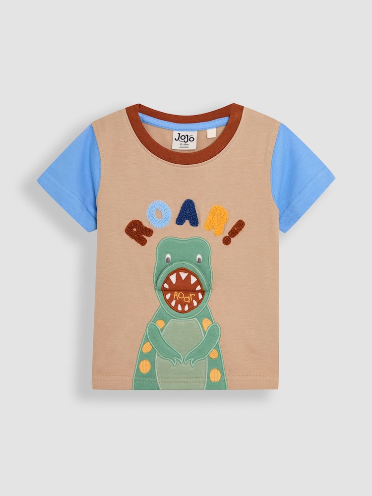 JoJo Maman Bébé Stone Roar Interactive Appliqué T-Shirt - Image 1 of 2