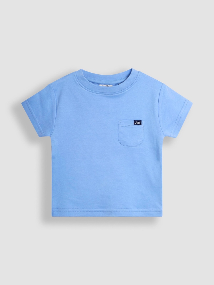 JoJo Maman Bébé Blue Scooting Dino 2-Pack Printed & Plain T-Shirts - Image 2 of 5
