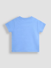 JoJo Maman Bébé Blue Scooting Dino 2-Pack Printed & Plain T-Shirts - Image 3 of 5