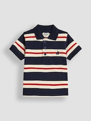 JoJo Maman Bébé Navy Classic Stripe Polo Shirt - Image 1 of 3