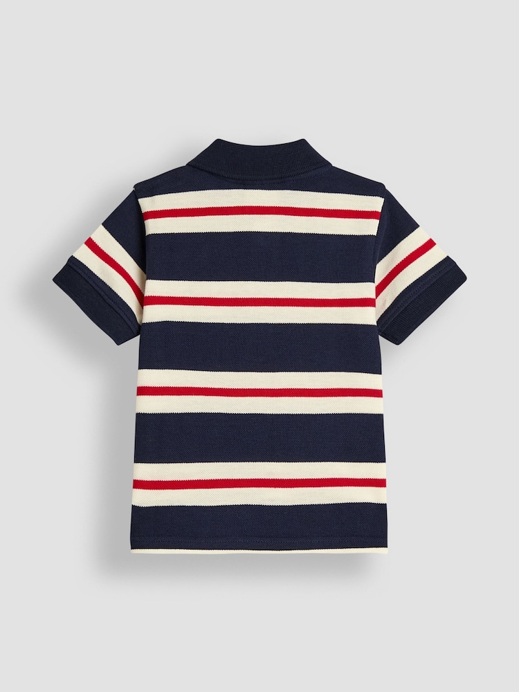 JoJo Maman Bébé Navy Classic Stripe Polo Shirt - Image 2 of 3
