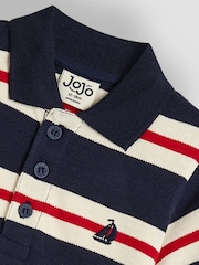 JoJo Maman Bébé Navy Classic Stripe Polo Shirt - Image 3 of 3
