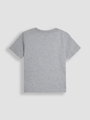 JoJo Maman Bébé Marl Grey Dino Island Graphic Printed & Plain T-Shirts 2 Pack - Image 3 of 8