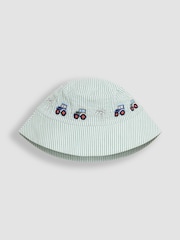 JoJo Maman Bébé Khaki Green Tractor Reversible Sun Hat - Image 1 of 3